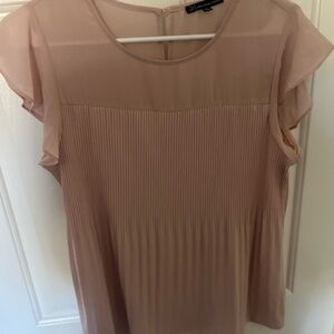 Adrianna Papell Dusty Rose Pleated Flutter Sleeve Top